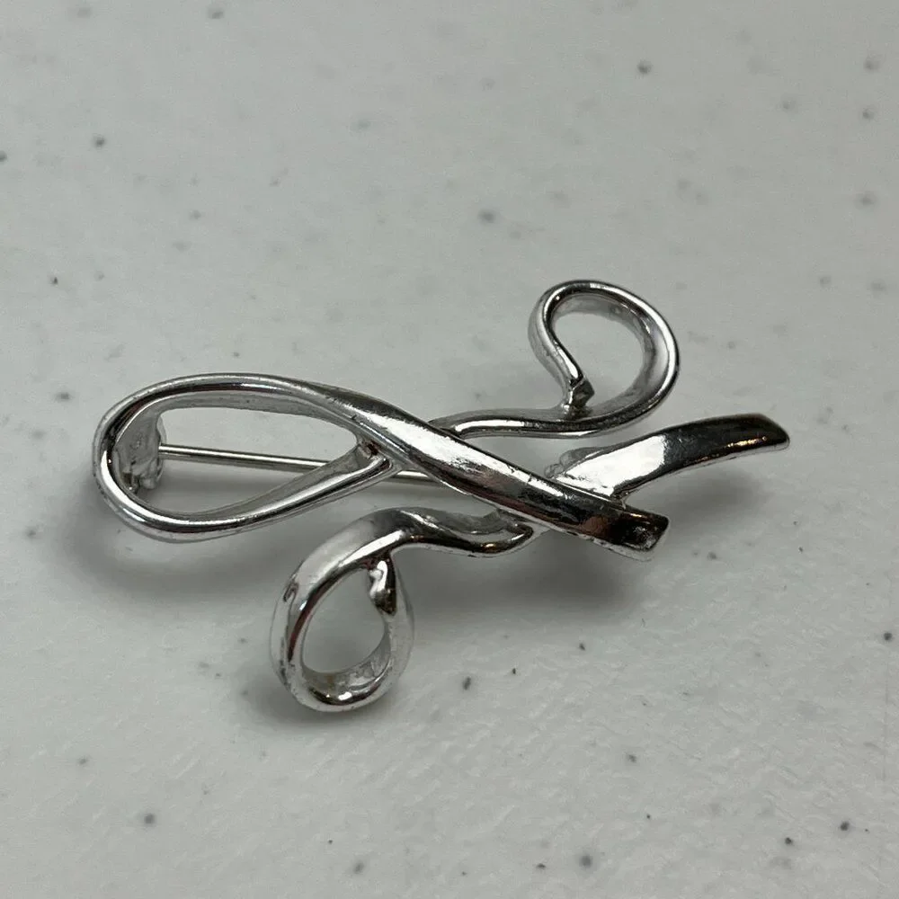 Vintage Estate Silver Tone H Brooch Initial Letter H Name Gift